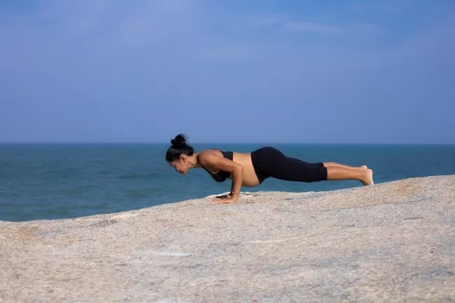 Pregnant mom doing light exercises 